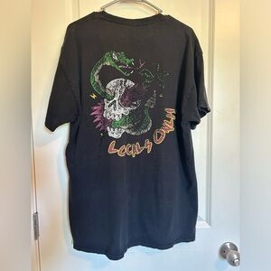 Mens skater graphic grunge faded Alab black snake and skull Tshirt